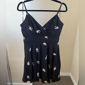 Black Floral Sun Dress - Size Large